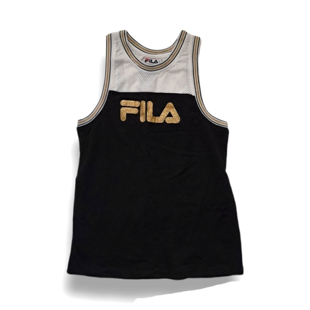 FILA Yolanda Tank Top Jersey Black White Gold Small